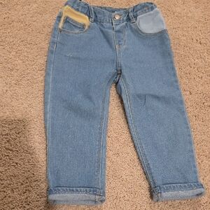 Zara Kids Blue Jeans with Yellow and Light Blue Pockets